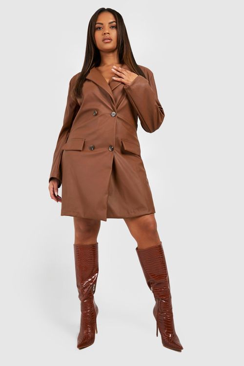 Women's Plus Leather Look Wrap Dress