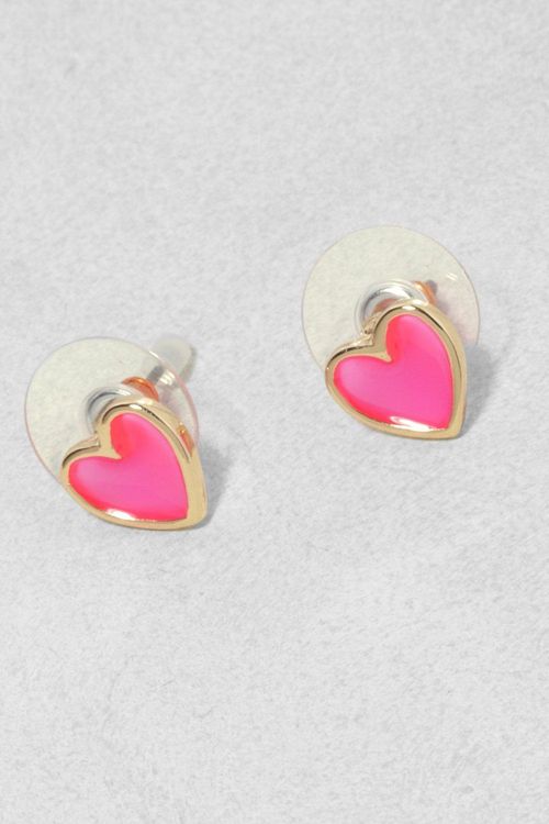 Womens Enamel Heart Stud...