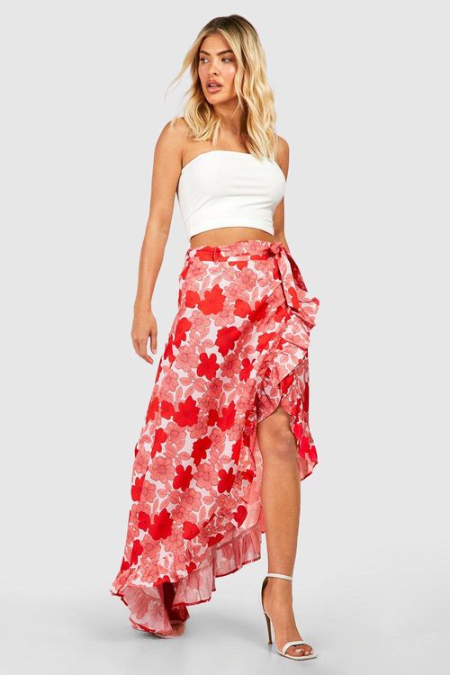 Floral Frill Slip Maxi Skirt