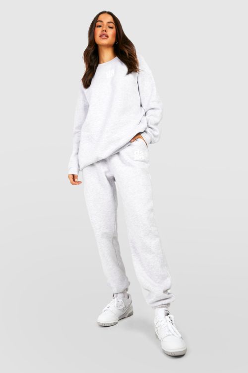 Athleisure Puff Print Slogan Hooded Tracksuit