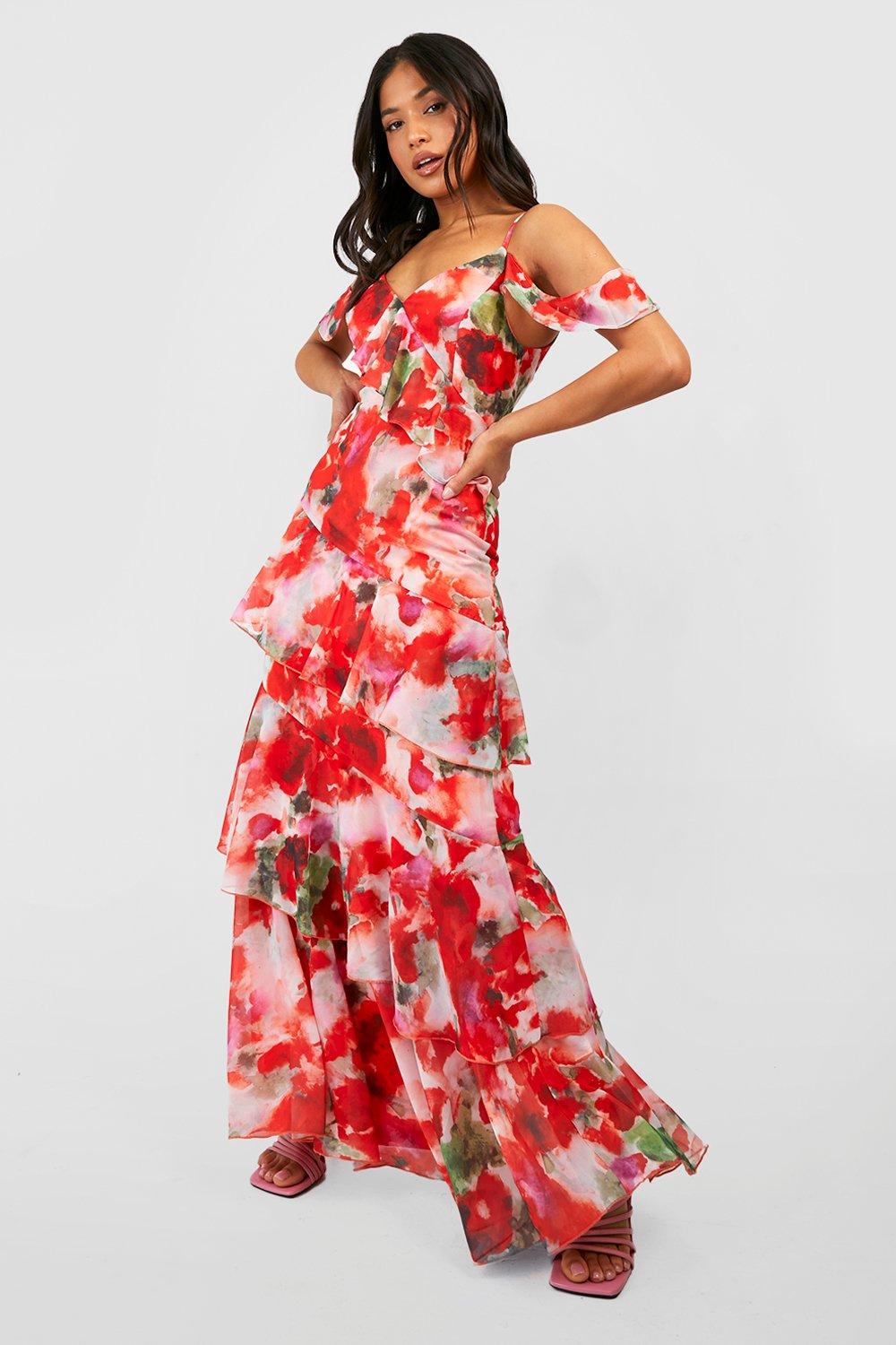 Ruffled floral top maxi dress