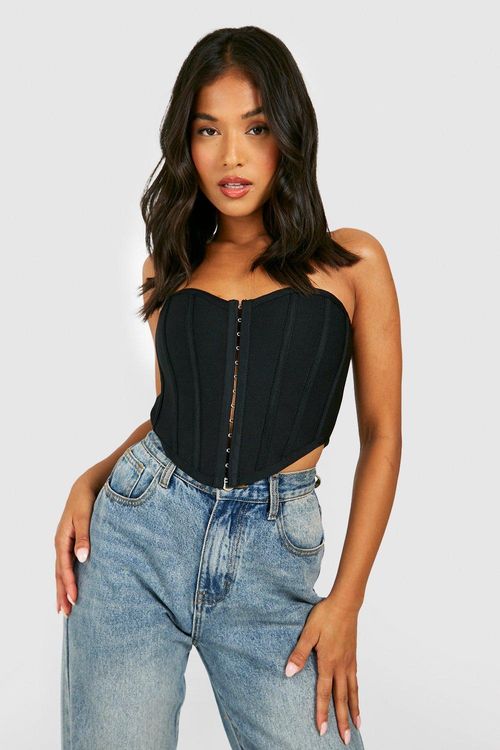 Women's Black Bandage Hook And Eye Corset Top