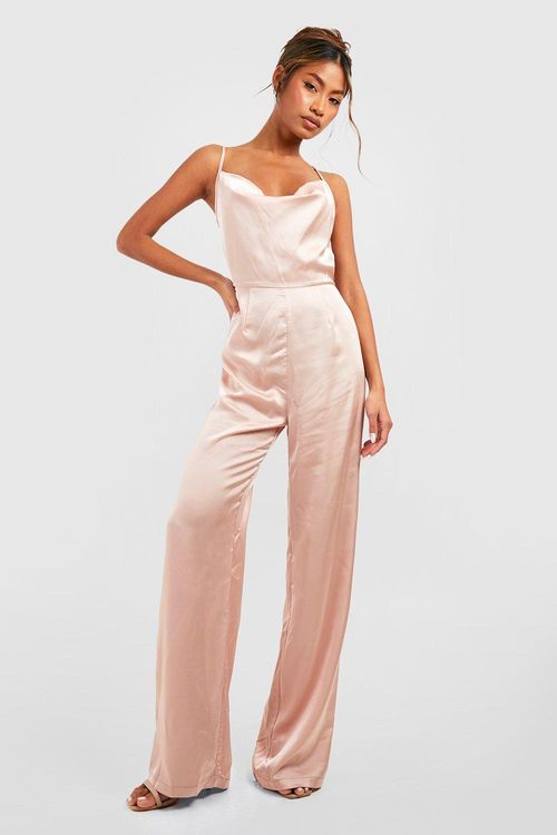 Satin Cowl Wide Leg Jumpsuit