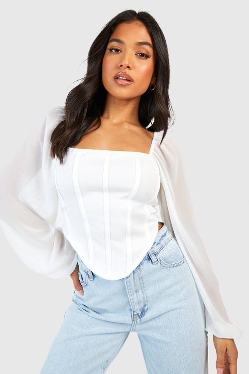 Volume Sleeve Cotton Corset Top