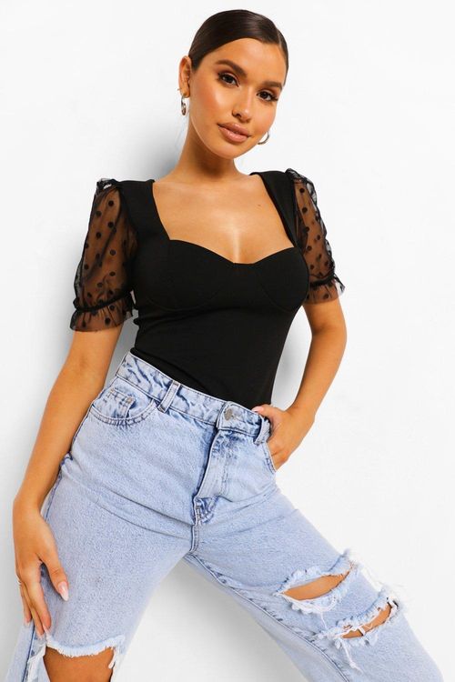 Velvet Mesh Corset Top