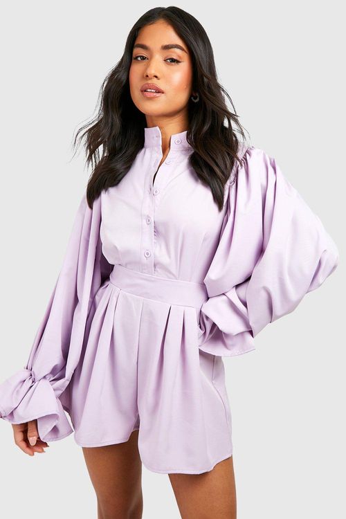 Petite Cape Sleeve Belted Tailored Jumpsuit