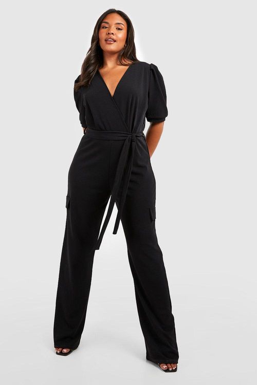 Womens Plus Puff Sleeve Cargo...