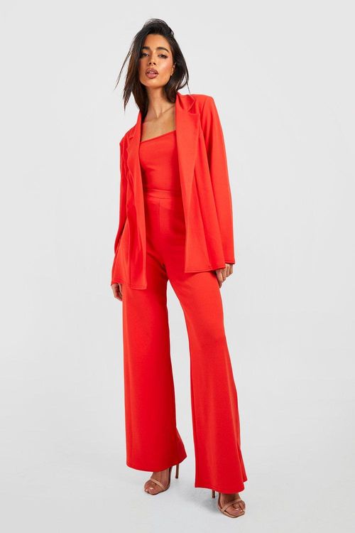 Missguided - High Waist Wide Leg Trousers Red