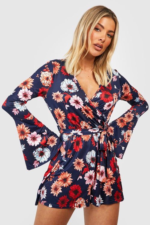 Womens Floral Flare Sleeve...