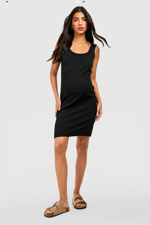 Maternity Crinkle Rib Short Sleeve Bodycon Dress