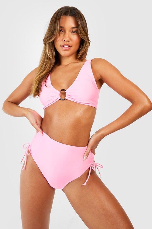 Buy Boohoo Tummy Control O Ring Scoop Swimsuit In Pink