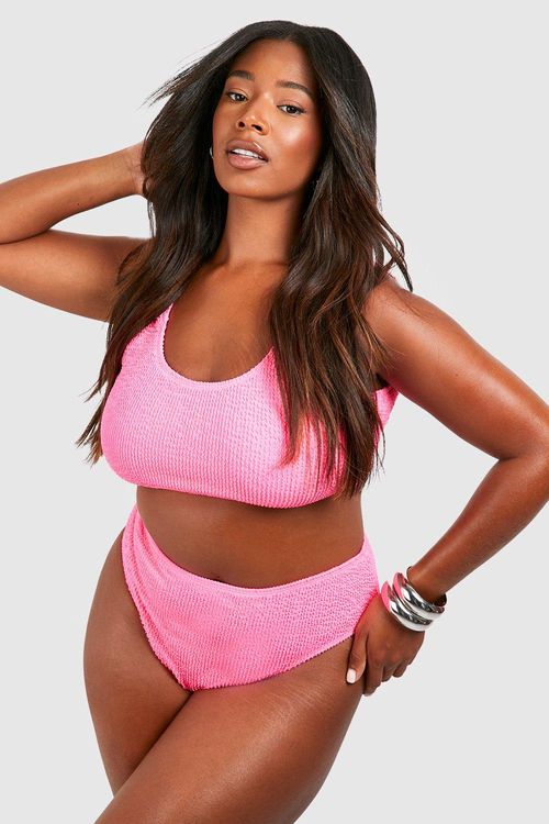 Plus Crinkle Tummy Control Bandeau Ruched Swimsuit