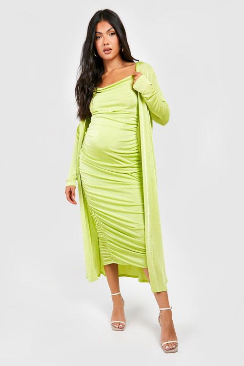 Maternity Strappy Cowl Neck Dress And Duster