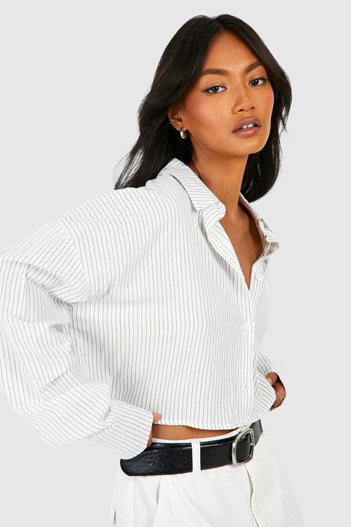 Womens Stripe Cropped Shirt -...