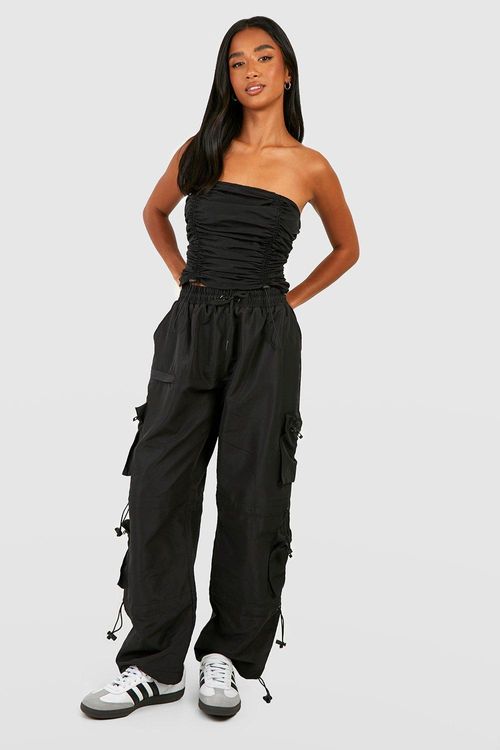 Women's Black Cargo Pants With Toggle Detail –