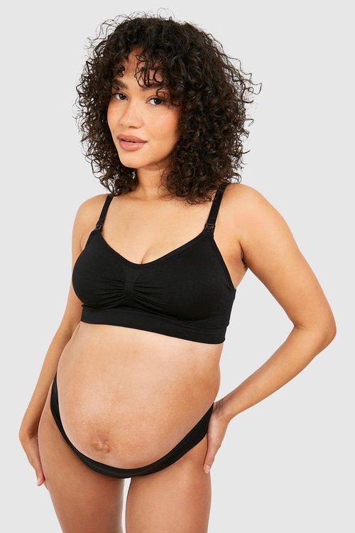 Womens Maternity Longline Nursing Bra 2 Pack - Black & White - M