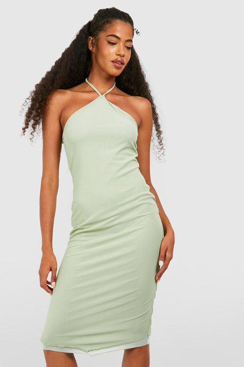 Womens Halterneck Mesh Midi...