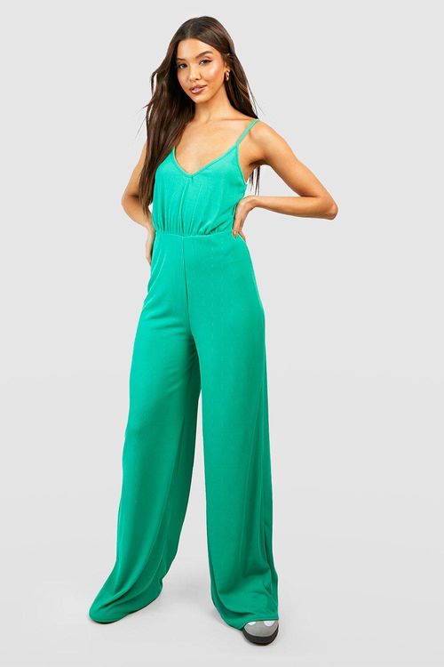 Womens Ribbed Plunge Wide Leg...