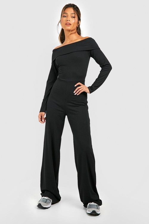 Womens Rib Off Shoulder Wide...