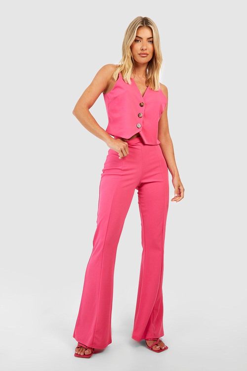 Metallic Dip Waist Ruched Flared Pants