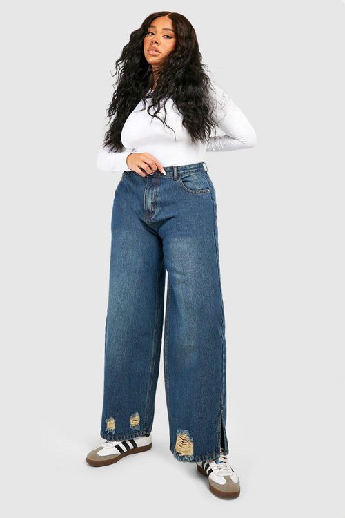 Plus 26\' Leg Length Split Hem Straight Leg Jean