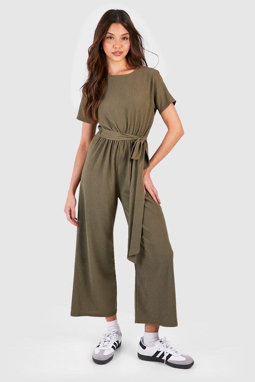 Maternity Short Sleeve Belted Loungewear Jumpsuit