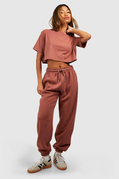 Womens Plus Basic Cuffed Hem Joggers - Brown - 20, Brown