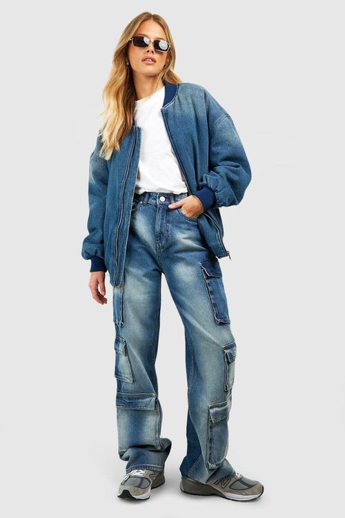 Belted Denim Cargo Jeans