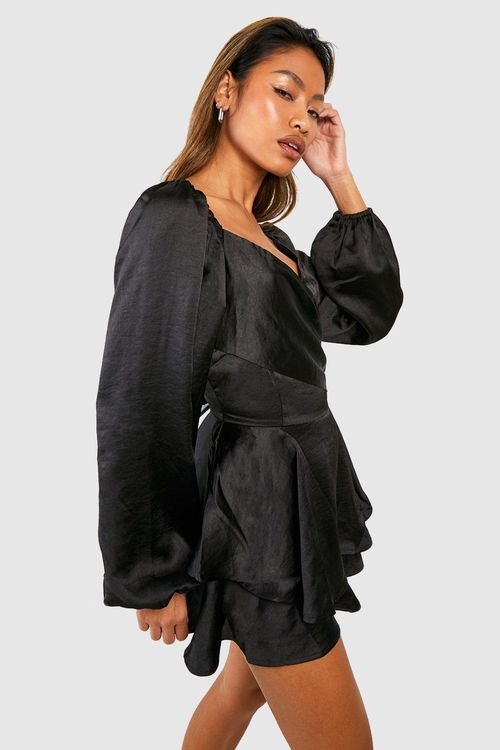 Womens Satin Ruffle Wrap...