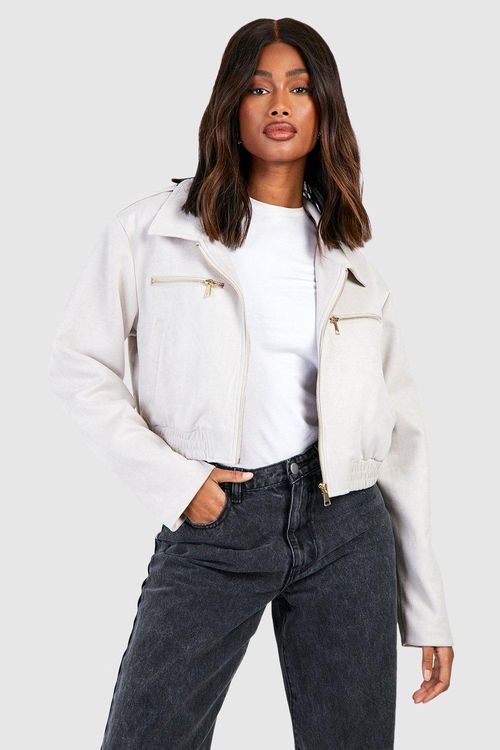 Womens Crop Faux Suede Jacket...