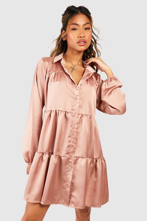 Tiered Smock Shirt Dress