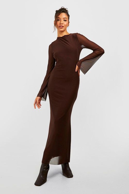 Women's Premium Heavy Weight Slinky Long Sleeve Maxi Dress
