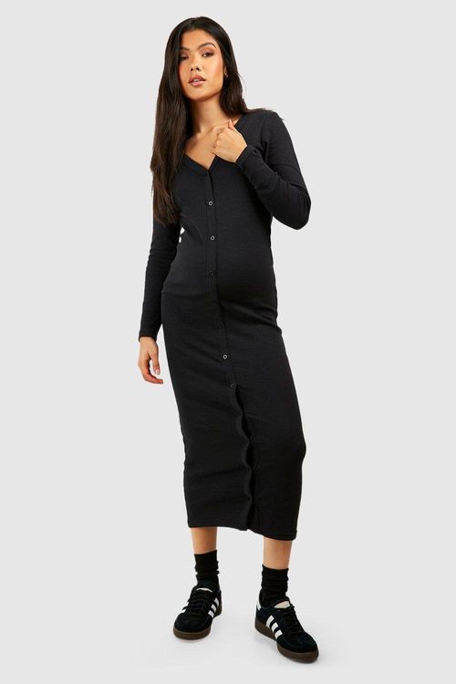 Womens Maternity Rib Button...