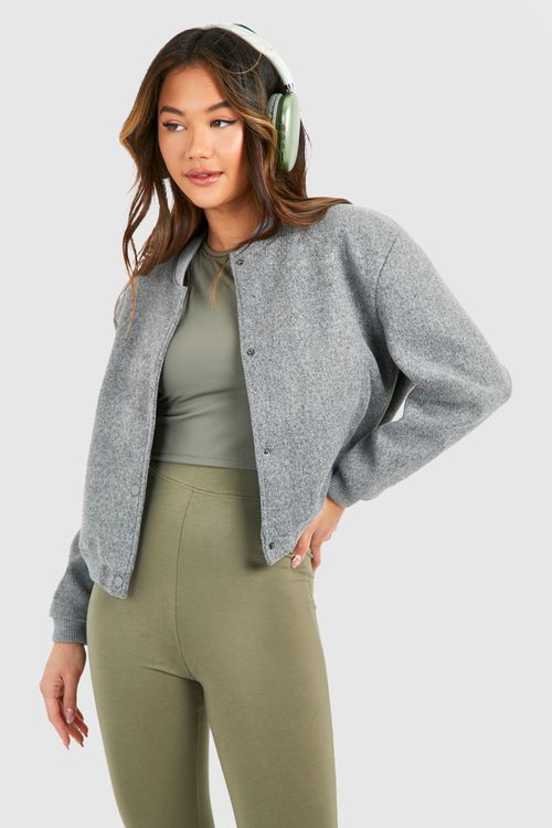 Womens Wool Bomber Jacket -...