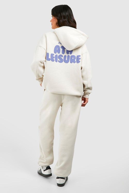 Women's Dsgn Sports Puff Print Slogan Hooded Tracksuit