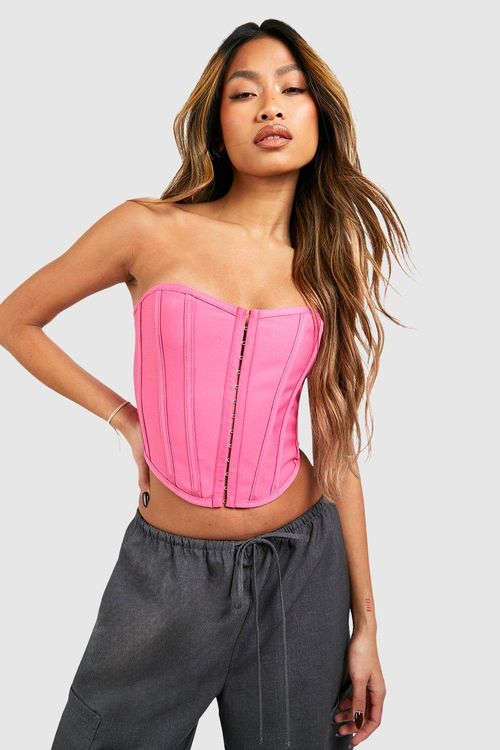 Womens Bandage Hook And Eye Corset Top - Pink - 6, Pink