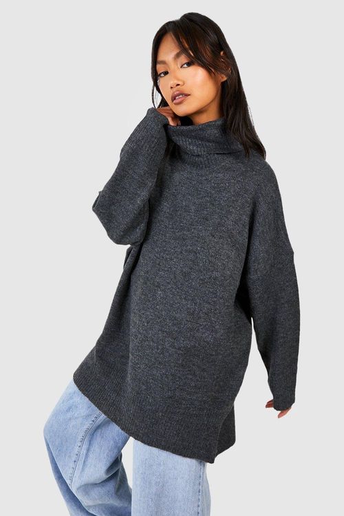 Knitted Roll Neck Longline Jumper