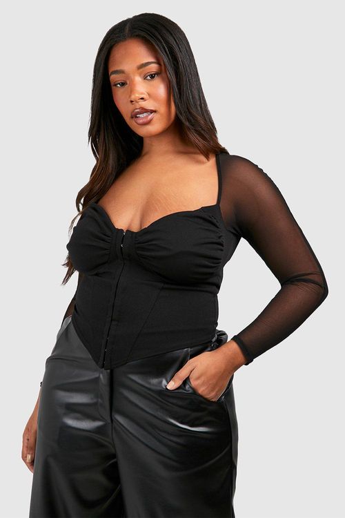 Women's Black Bandage Hook And Eye Corset Top