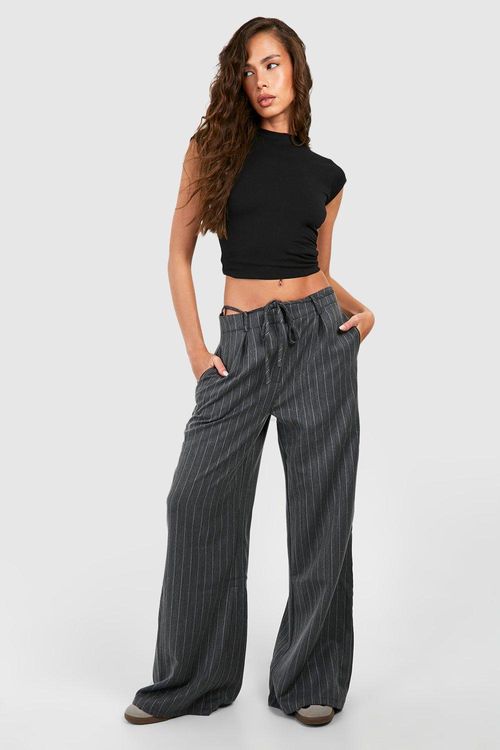 Womens Pinstripe Tie Waist...