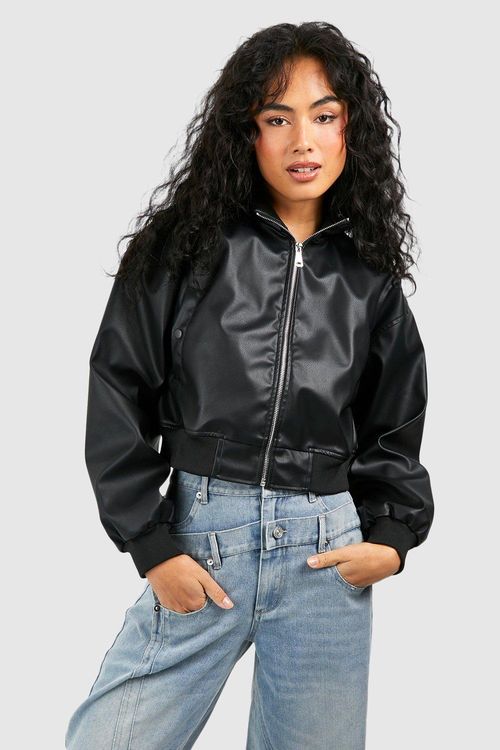 Womens Cropped Faux Leather...