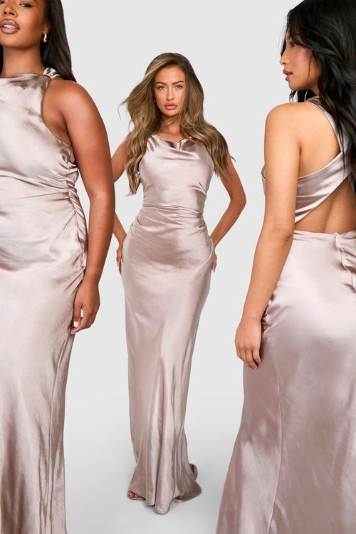 Womens Bridesmaid Satin High...