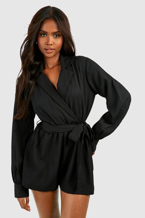 Womens Textured Wrap Playsuit...