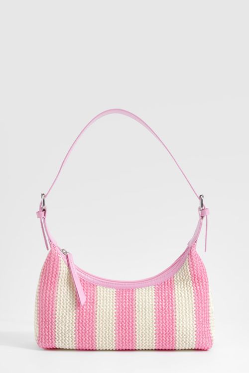 Womens Stripe Raffia Shoulder...