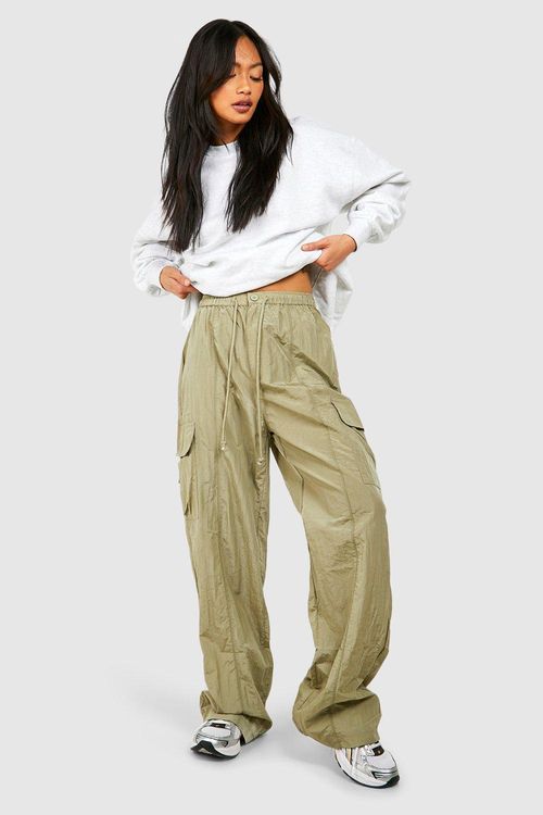 Khaki Parachute Shell Cargos, Pants