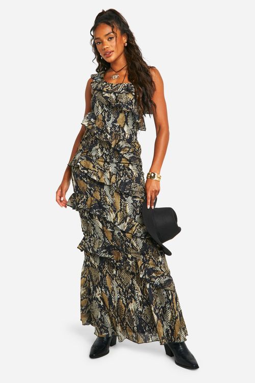 Womens Snake Ruffle Chiffon...