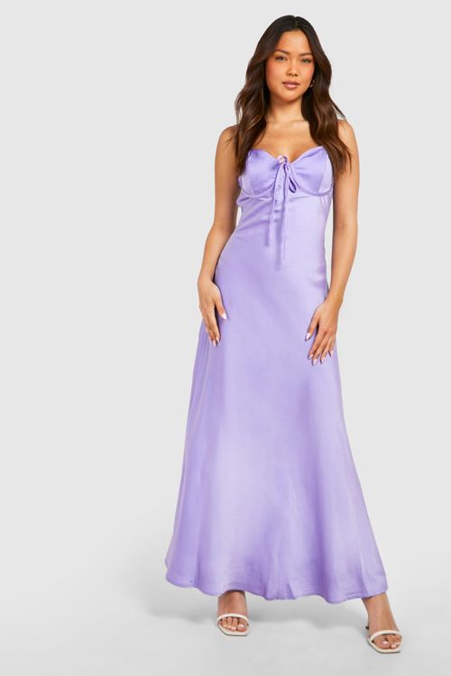 Womens Satin Ruched Bust Maxi...