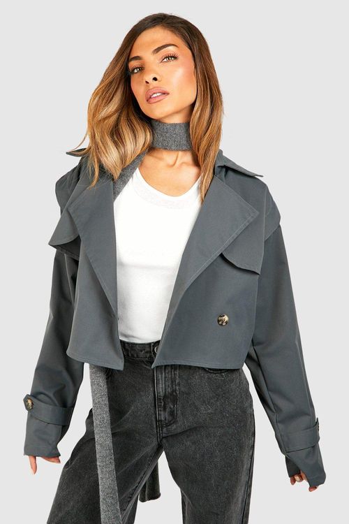 Womens Crop Trench Coat -...