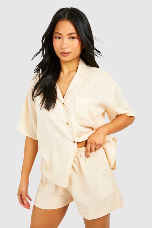 Womens Petite Linen Shirt -...