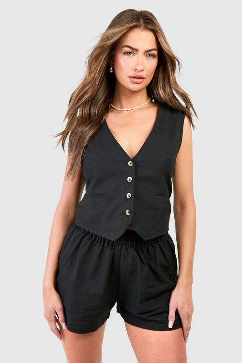 Womens Linen Look Waistcoat &...