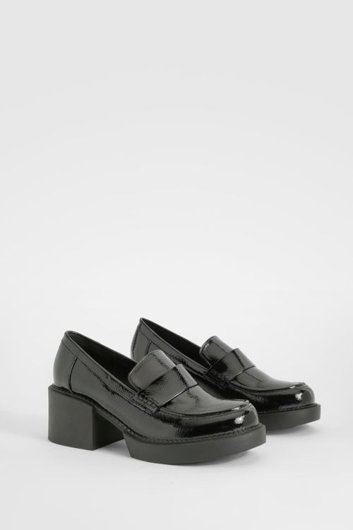 Womens Chunky Heeled Patent...